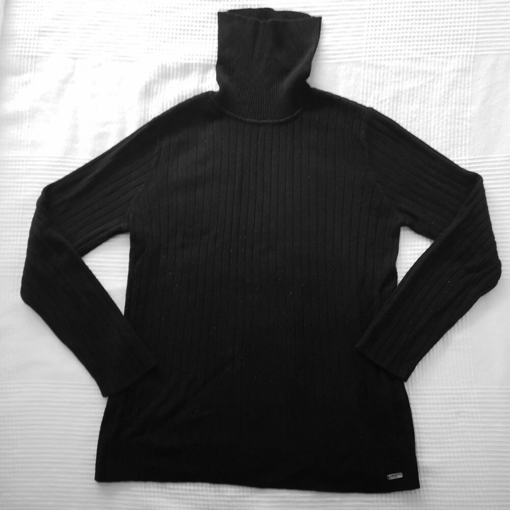 Calvin Klein Rib Turtleneck Pullover Sweater Black M - Picture 2 of 4